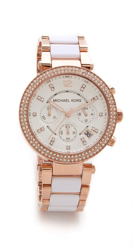 michael kors watches parker watch white rose gold|michael kors parker rose goldtone.